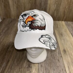 Waving USA American Bald Eagle White Embroidered Baseball Cap Hat 100% Cotton